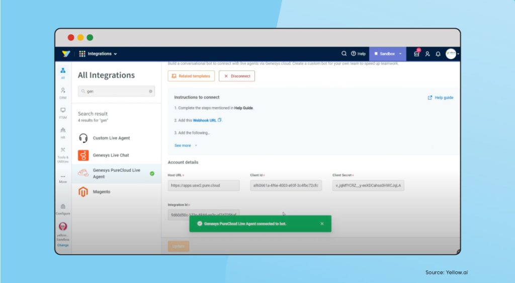 Integrate Yellow.ai with Genesys PureCloud